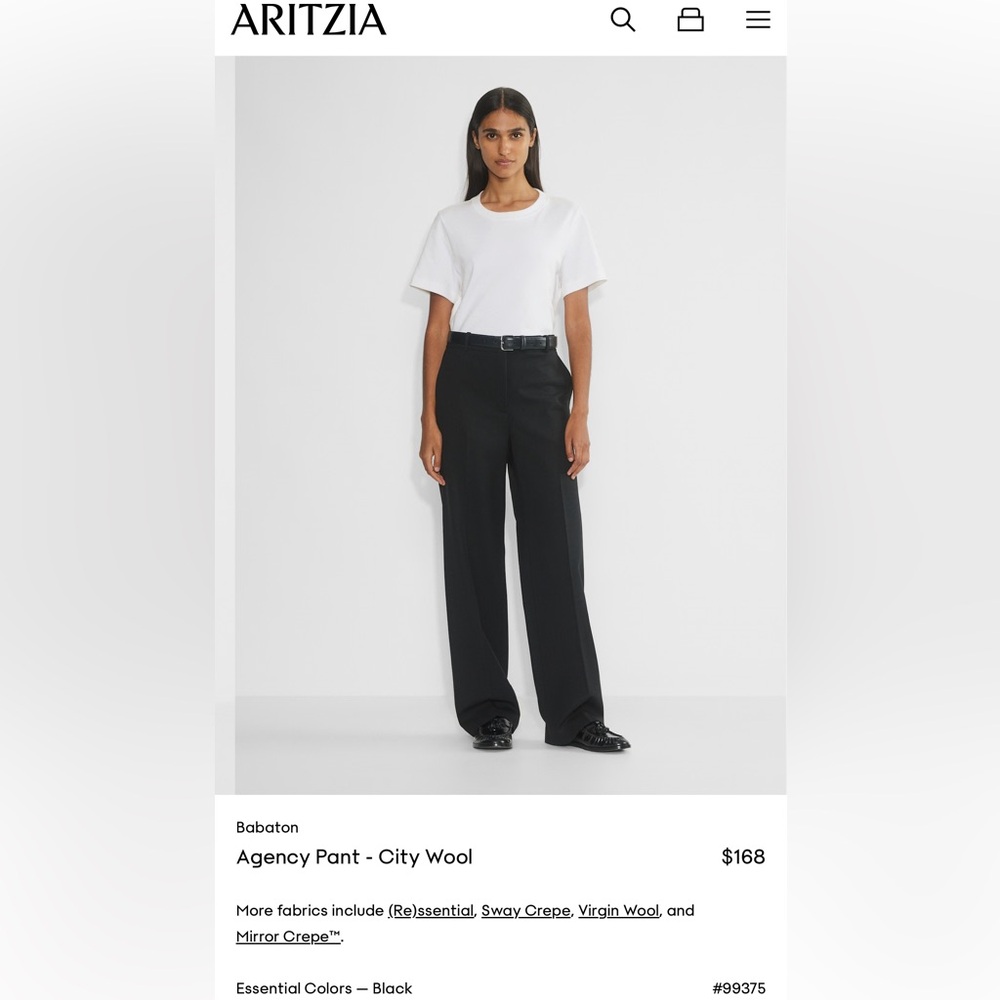 Aritzia Babaton Black City Wool Pants